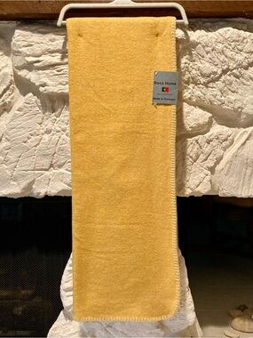 NWT Roca Home brand mustard yellow blanket made in Portugal
